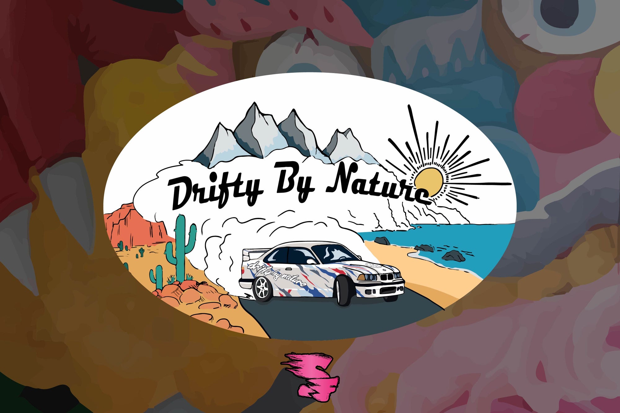 ANDY MAY - DRIFTY BY NATURE E36 OVAL STICKER - PRODUCT IMAGE